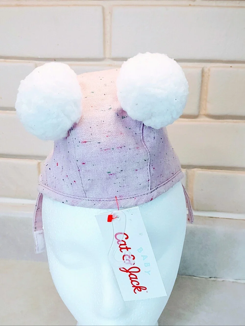 CAT & JACK PINK FLEECE LINED COTTON WINTER HAT BABY SIZE NEWBORN